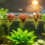 Red root floaters growing on freshwater aquarium surface