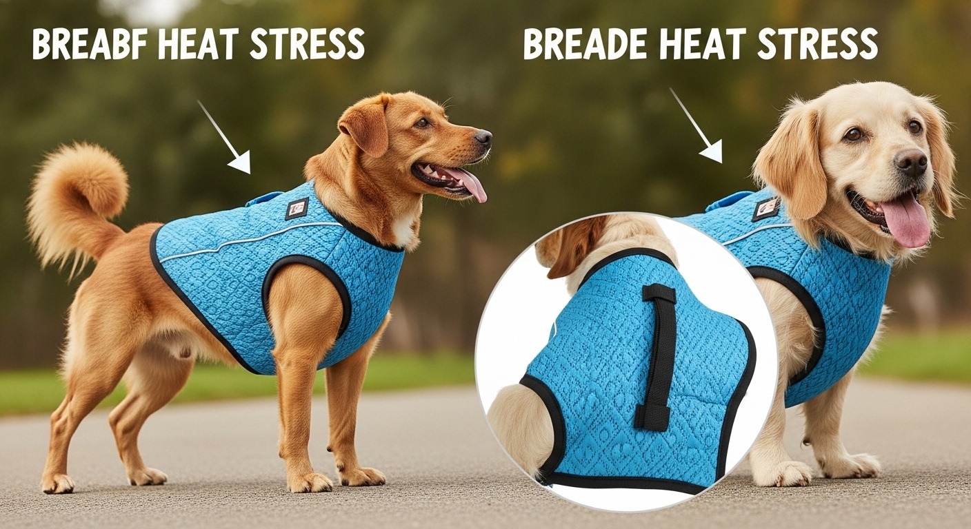 Close-up detail of breathable dog vest fabric showing moisture-wicking polyester blend and air circulation design features