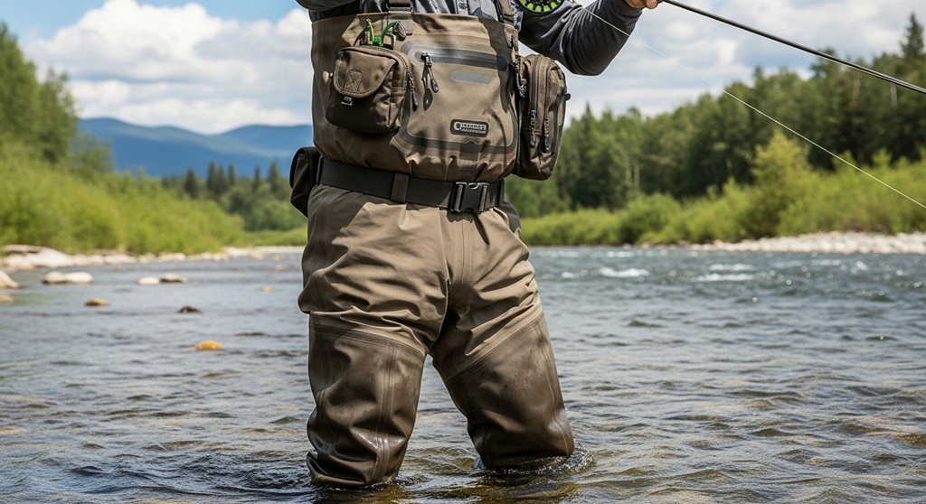Comparison of neoprene and breathable fishing wader materials