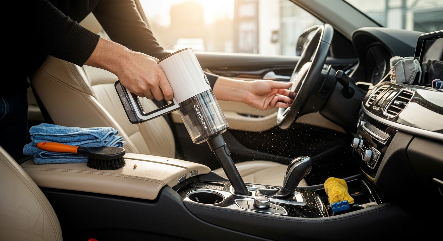 handheld cordless vacuum cleaning car dashboard and tight spaces