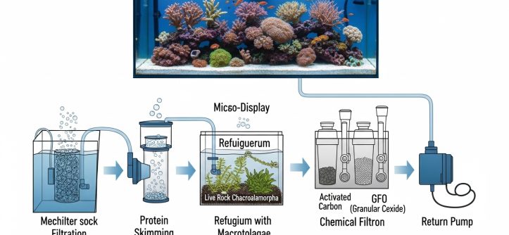 How does each type of filtration work in a beginner reef tank
