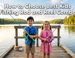Two smiling children holding colorful fishing rods on a sunny dock with the article title overlay.