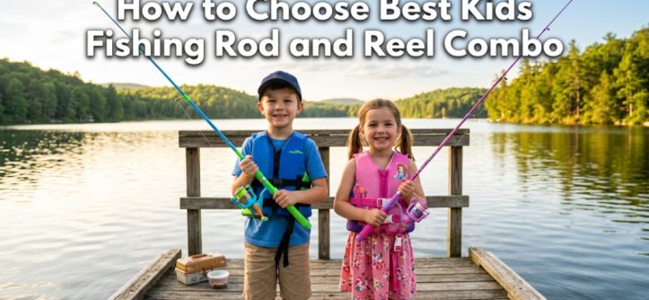 Two smiling children holding colorful fishing rods on a sunny dock with the article title overlay.