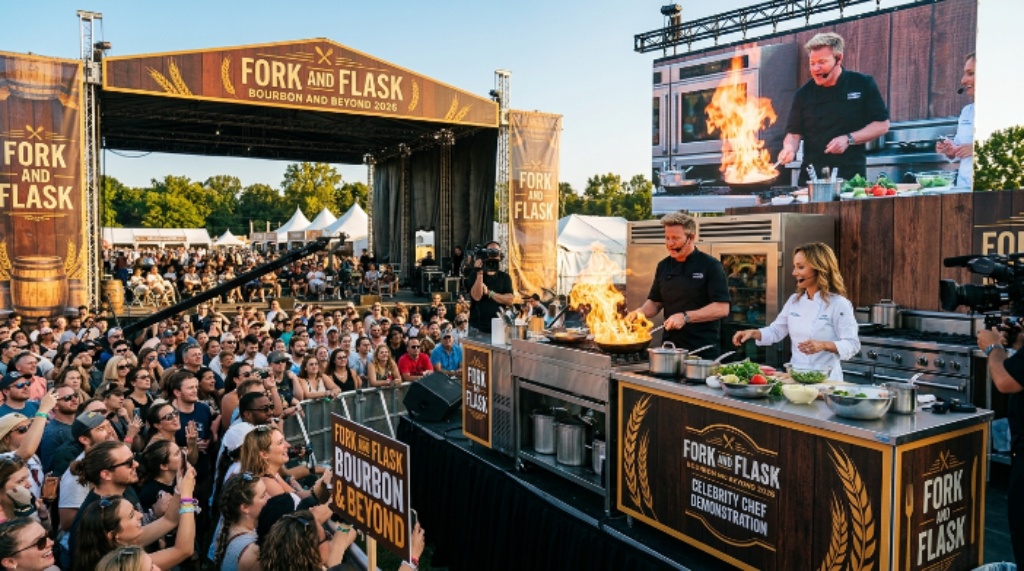 Celebrity chef demonstration at Fork and Flask Bourbon and Beyond 2026