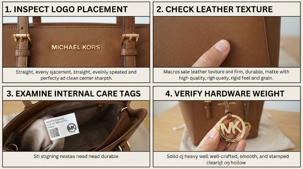 Authenticating a Michael Kors purse for genuine details