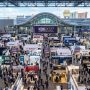 Aerial view of the KBIS 2027 show floor at the Las Vegas Convention Center with exhibitor booths and attendees